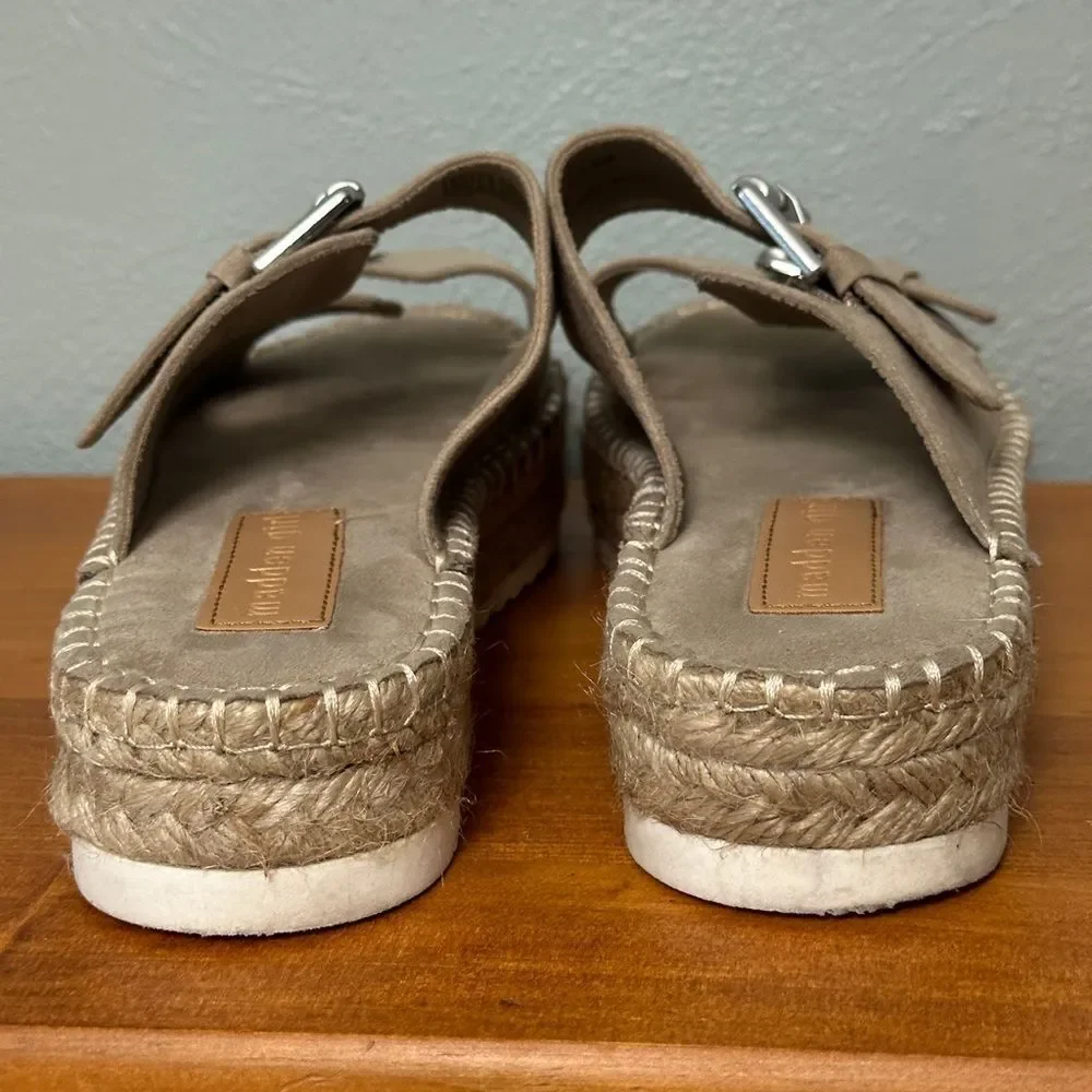 Madden Girl - Jonesy Womens Buckle Espadrille Flatform Sandals Taupe Size 7.5